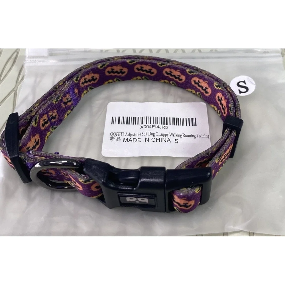 Puppy Dog Soft Halloween Bat Adjustable Collar Black/Purple/Orange Sz.‎ S NEW